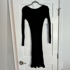 Black Ruffled Bodycon Maxi/Midi Dress